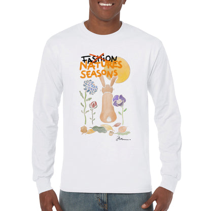 cute og cool shirt trøje med print af kanin og blomster hvid herre
