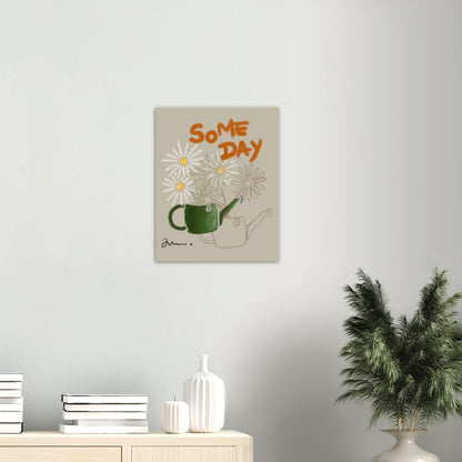 wall painting cute art watering can and flowers
