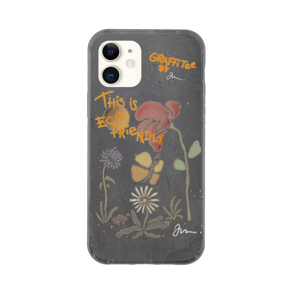 miljøvenligt iphone 12 13 14 pro med cute print blomster og natur  bæredygtigt