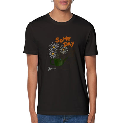 cool t shirt med print vandkande og blomster økologisk