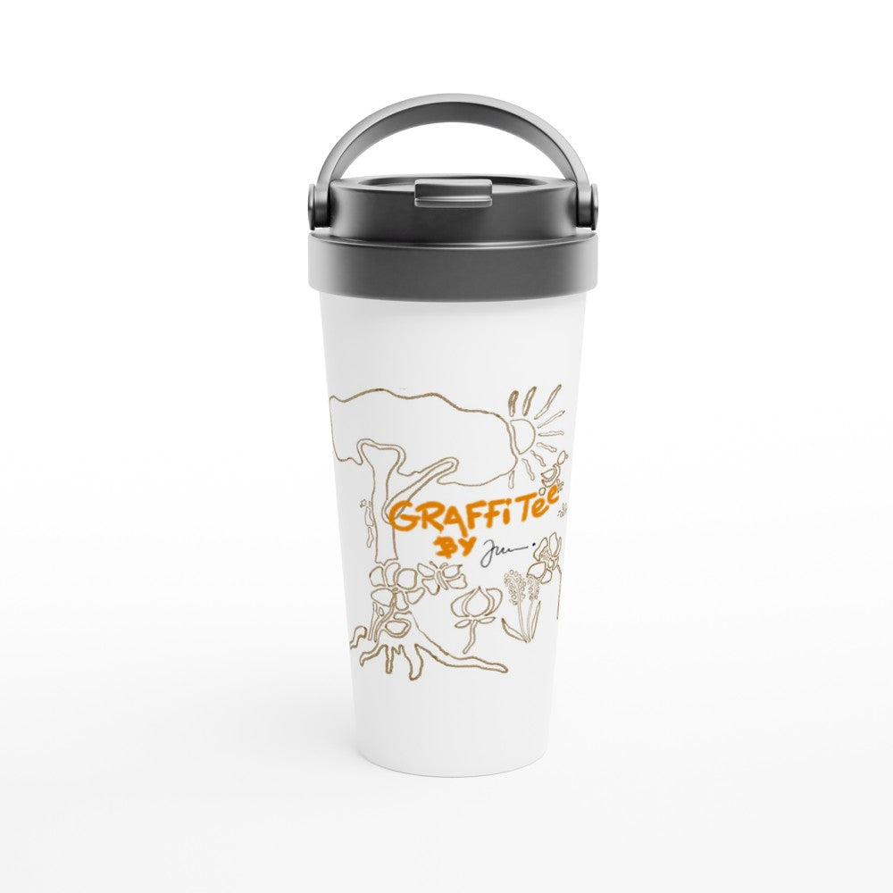 stainless steel thermo coffee travel mug cool print art design